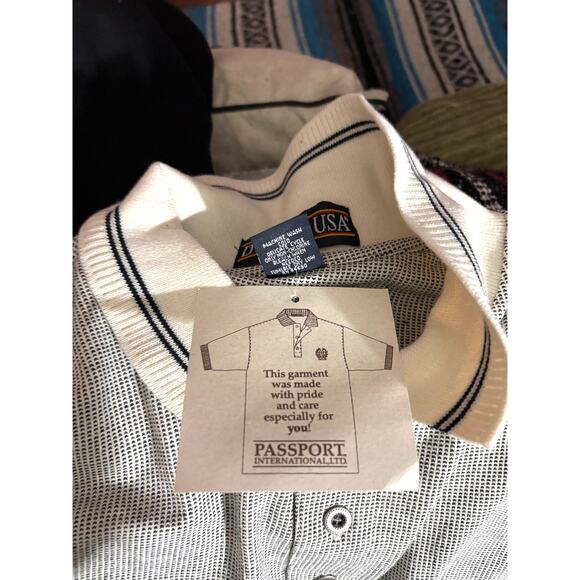 Vintage 1990s Diport USA Men’s Large Beige Short Sleeve Polo Shirt - Picture 5 of 9